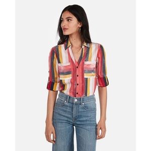 🌈 Express Slim Shimmer Striped Portfolio Shirt 🌈